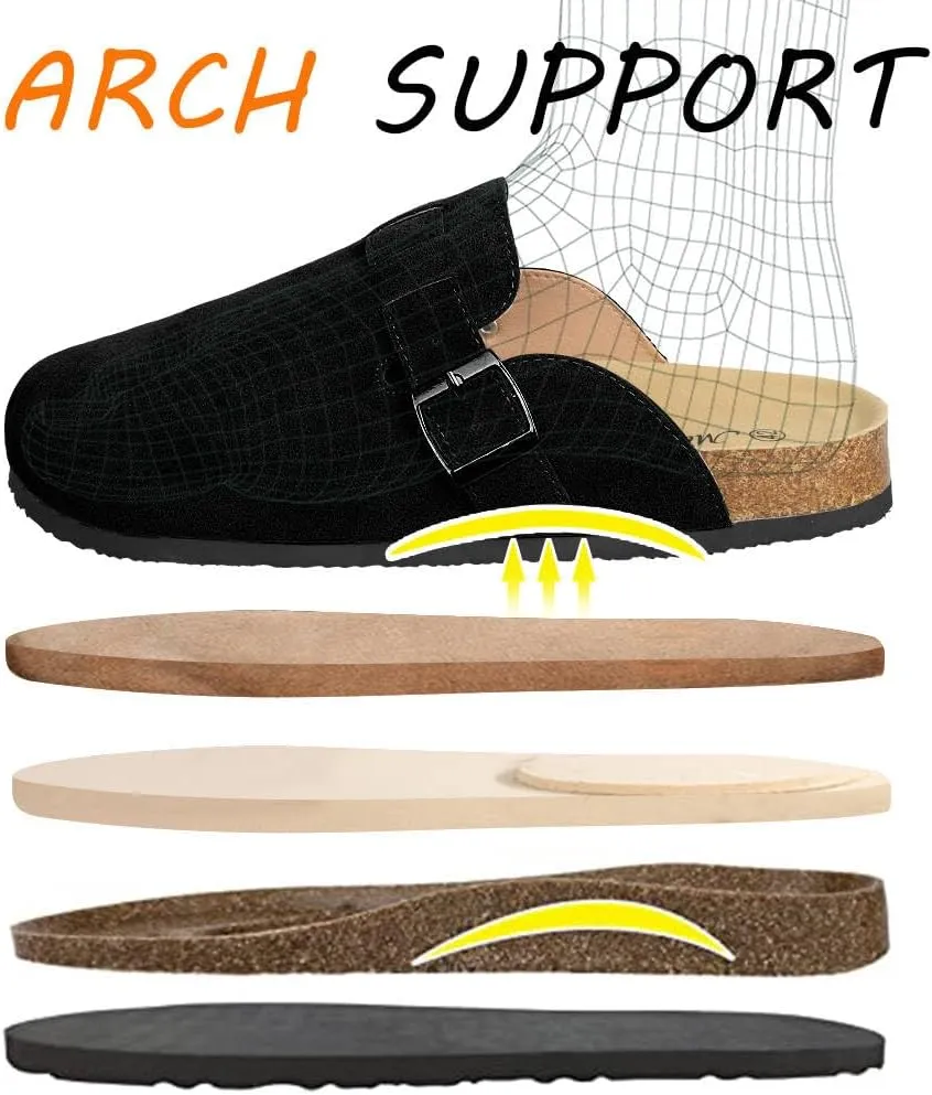 WINSEAD Clogs for Women Men Dupes Unisex Slip-on Potato Shoes Footbed Suede Cork Clogs and Mules