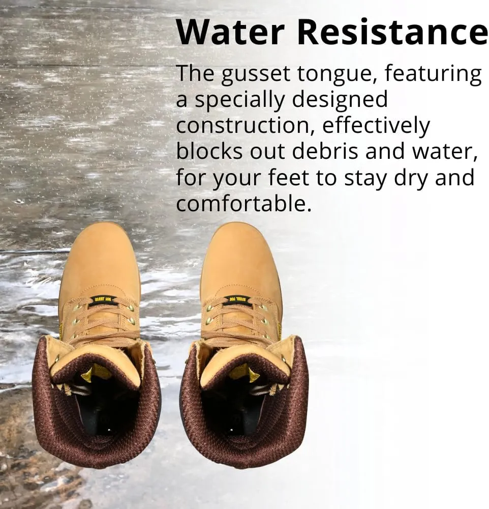 WOLF Work Boot | 100% Genuine Upper Leather | Oil, Heat, Chemical, Impact, Compression & Puncture Resistant | Electrical Hazards | Non-Slip Rubber Sole | Steel Toe | Padded Collar | Construction | Industrial PPE