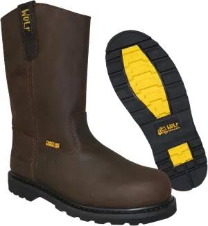 WOLF Work Boot | 100% Genuine Upper Leather | Oil, Heat, Chemical, Impact, Puncture Resistant | Electrical Hazards | Non-Slip Rubber Sole | Dual Pullers | Construction | Industrial PPE