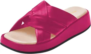 Women Classic Soft Insole Open Toe Platform Wedge Mules Slip on Casual Daily Indoor Outdoor Slide Sandals Size 4-16 US