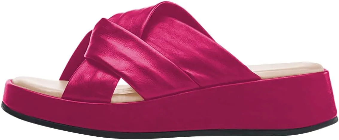 Women Classic Soft Insole Open Toe Platform Wedge Mules Slip on Casual Daily Indoor Outdoor Slide Sandals Size 4-16 US