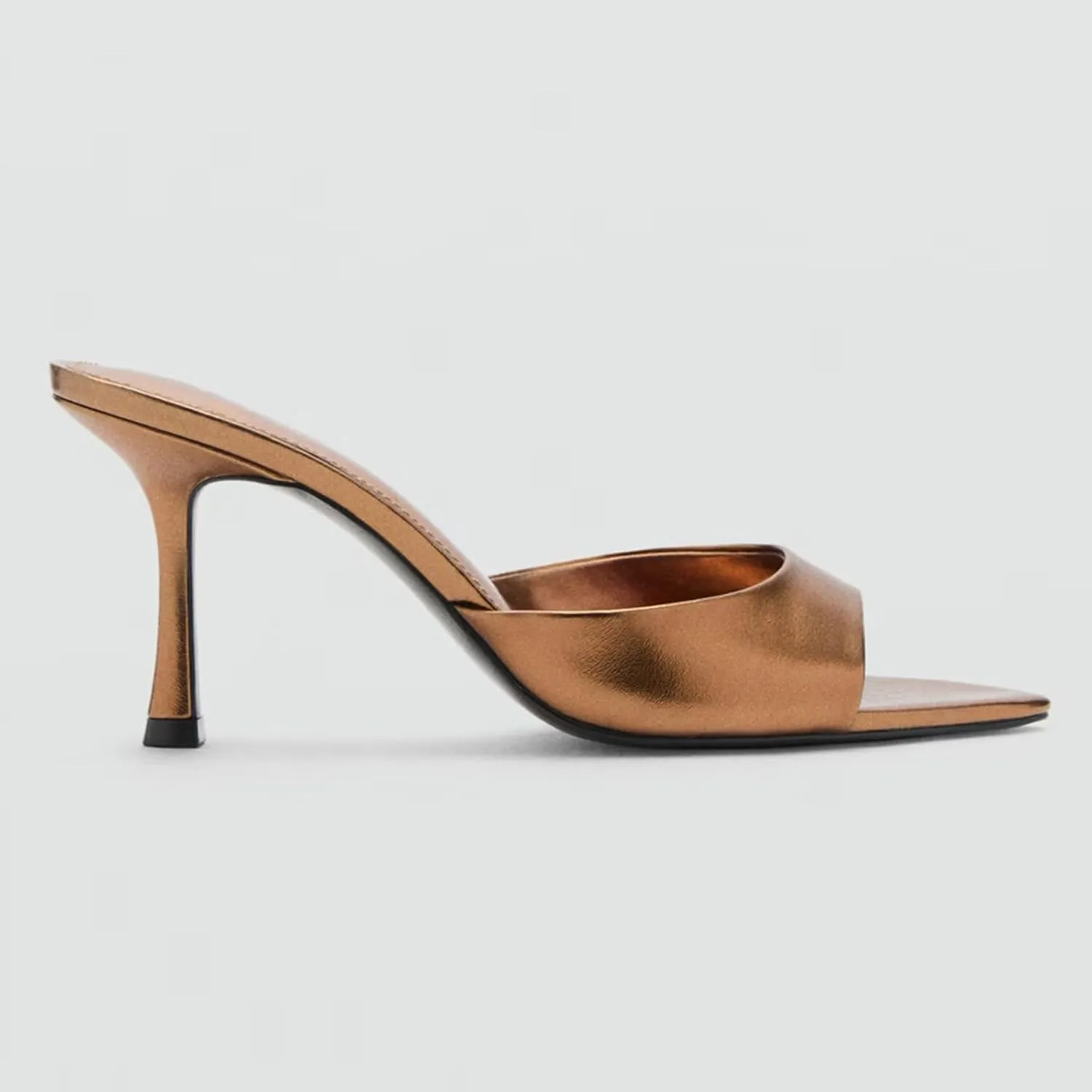 Women Heeled Mules Pointed Peep Toe Stiletto High Heel Slip on Backless Summer Mules Slide Sandals Fashion Dress Shoes