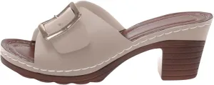 Women High Heel Slide Sandals Summer Dressy Chunky Heels Slippers Elegant Slip on with Buckle 2025 New