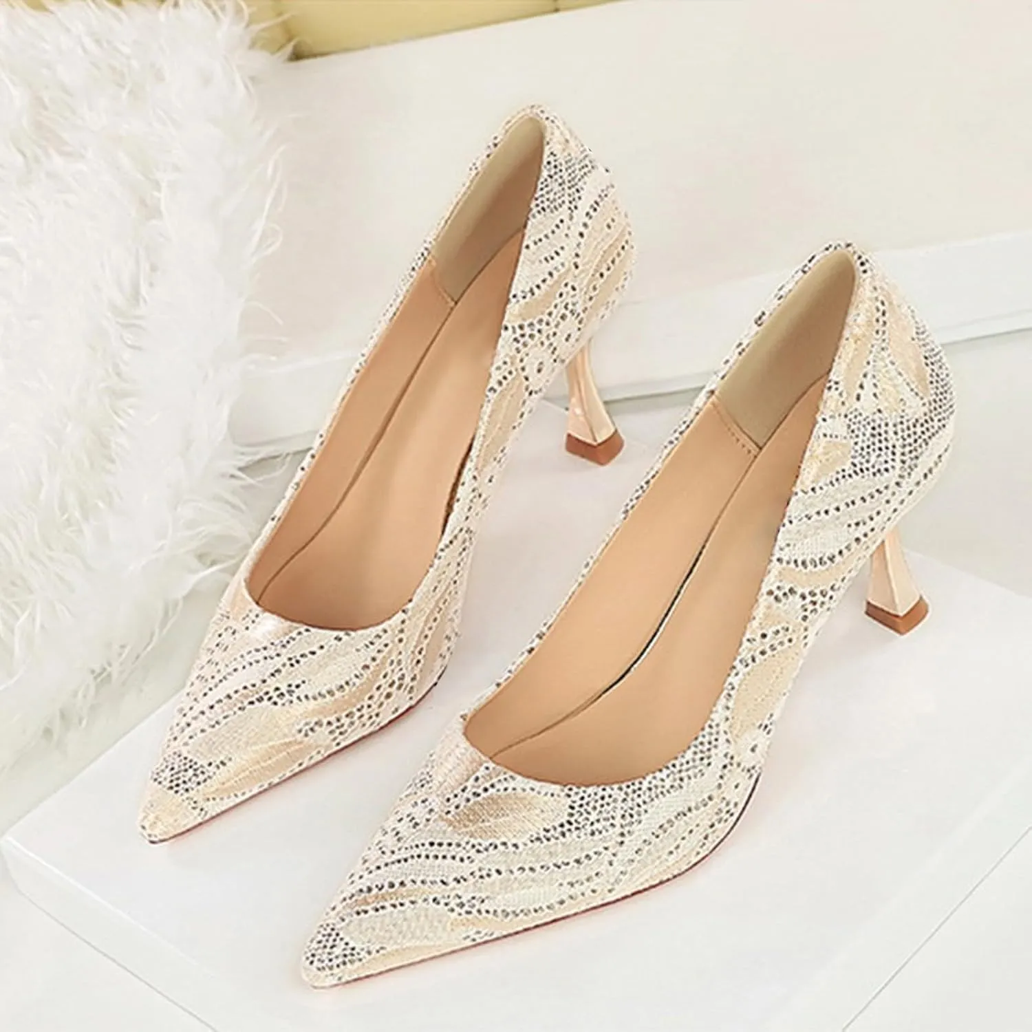 Women Sandal Stiletto Heel Close Pointed Toe Sandal Summer Slip On Wedding Party Work Pumps Comfort Casual Shoes