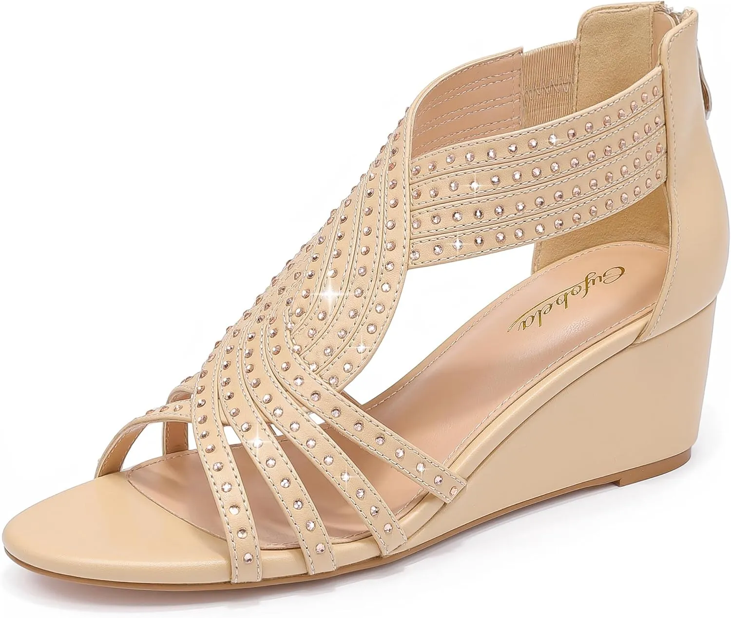 Women Wedge Sandals Sparkly Rhinestone Open Toe Fashion Dressy Sandals Evening Wedding Prom Shoes
