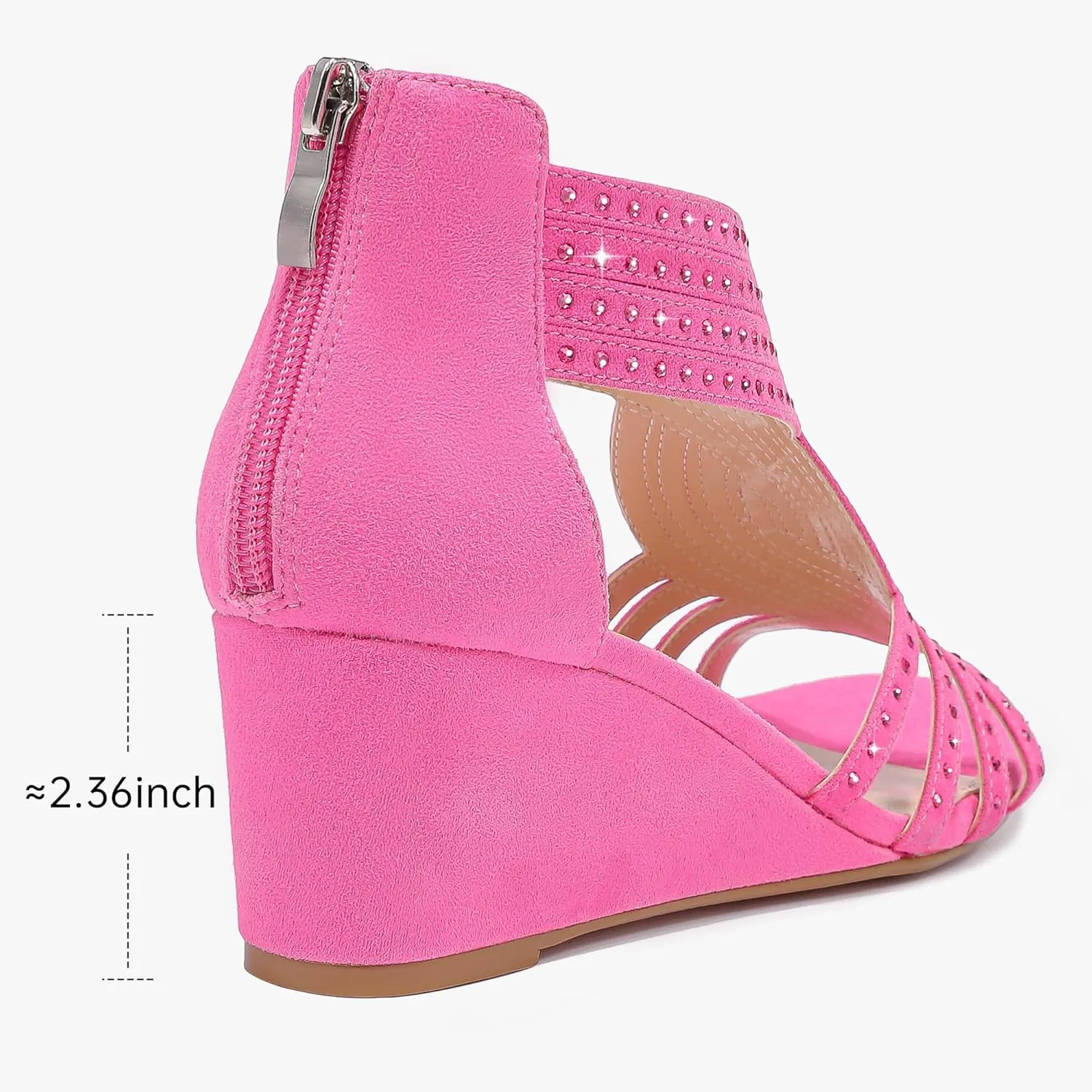 Women Wedge Sandals Sparkly Rhinestone Open Toe Fashion Dressy Sandals Evening Wedding Prom Shoes