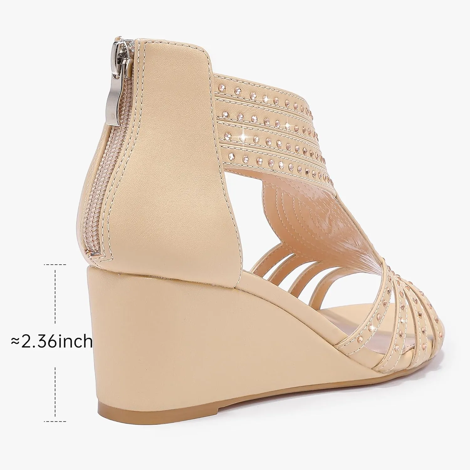 Women Wedge Sandals Sparkly Rhinestone Open Toe Fashion Dressy Sandals Evening Wedding Prom Shoes