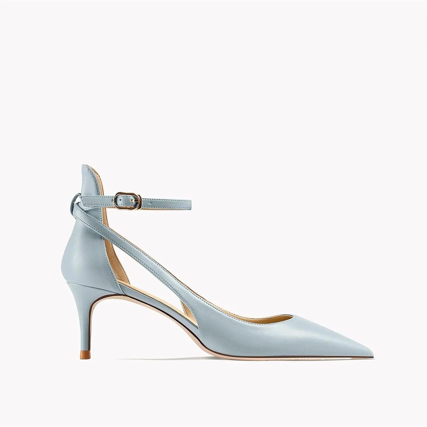 Women's Ankle Strap Heels, Luxury Leather Pointed Toe Party