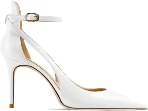 Women's Ankle Strap Heels, Luxury Leather Pointed Toe Party