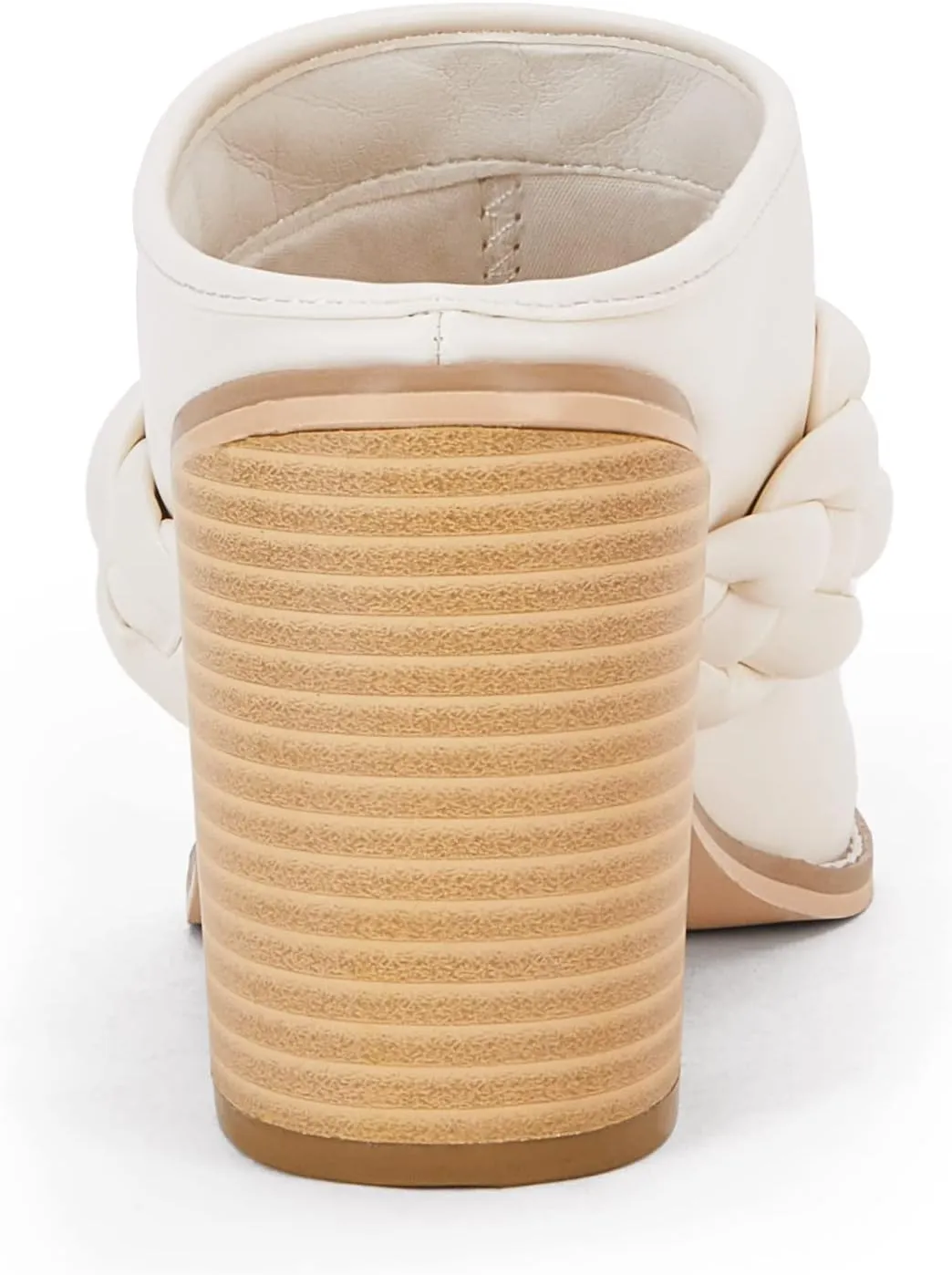 Womens Chunky Block Heel Mules Braided Strap Backless Booties Slip On Closed Pointed Toe Shoes