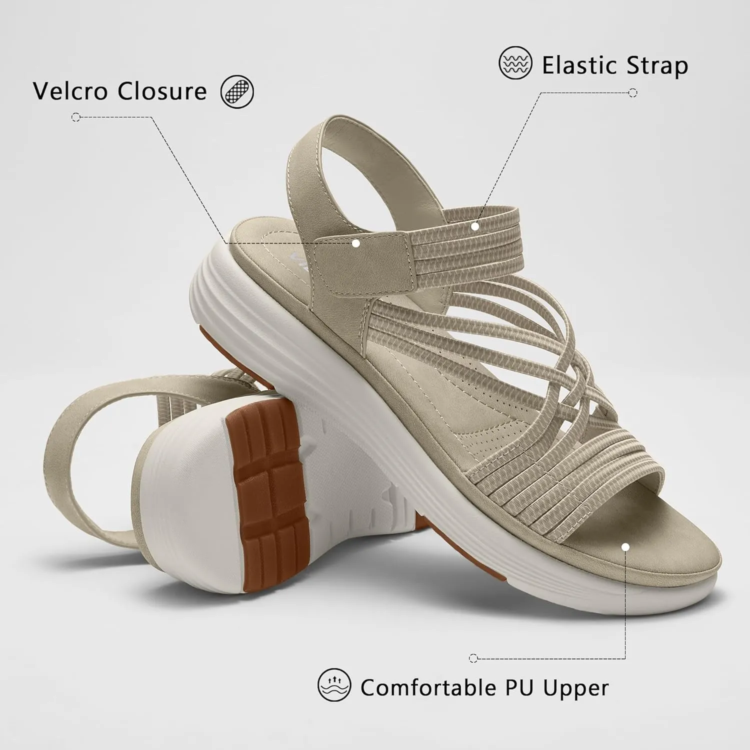 Women's Comfortable Walking Sandals with Elastic Strap LightWeight Sandals for Women 2025 Summer Dressy