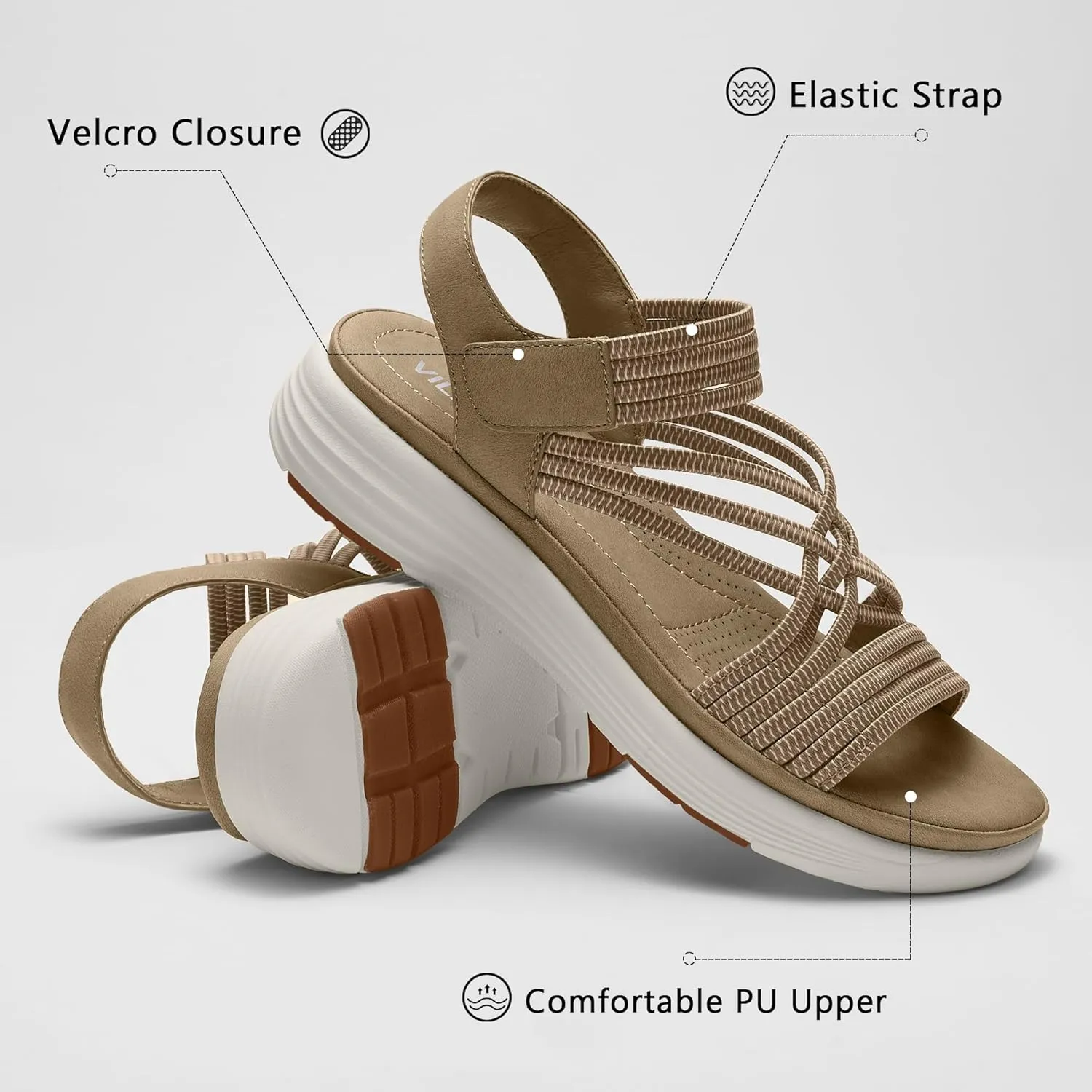 Women's Comfortable Walking Sandals with Elastic Strap LightWeight Sandals for Women 2025 Summer Dressy