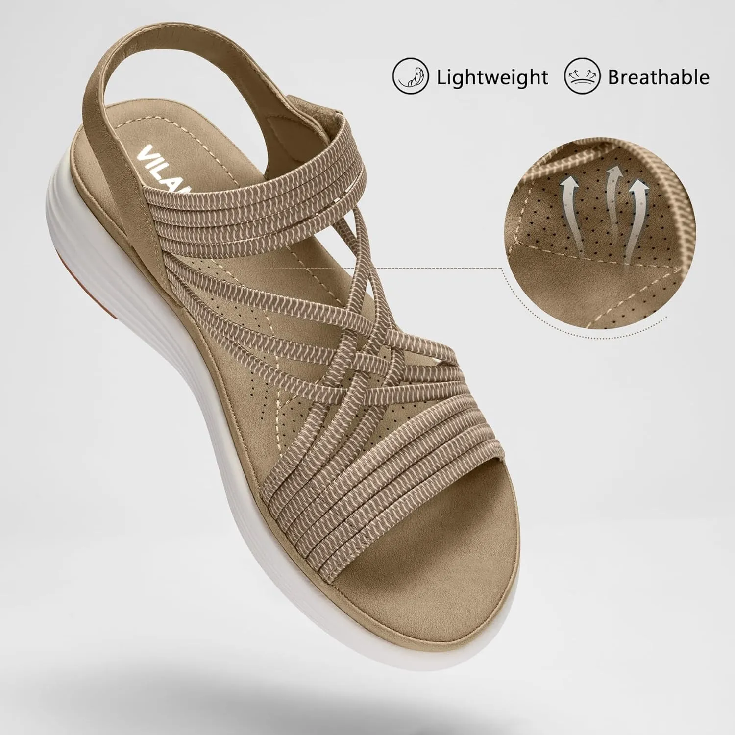 Women's Comfortable Walking Sandals with Elastic Strap LightWeight Sandals for Women 2025 Summer Dressy