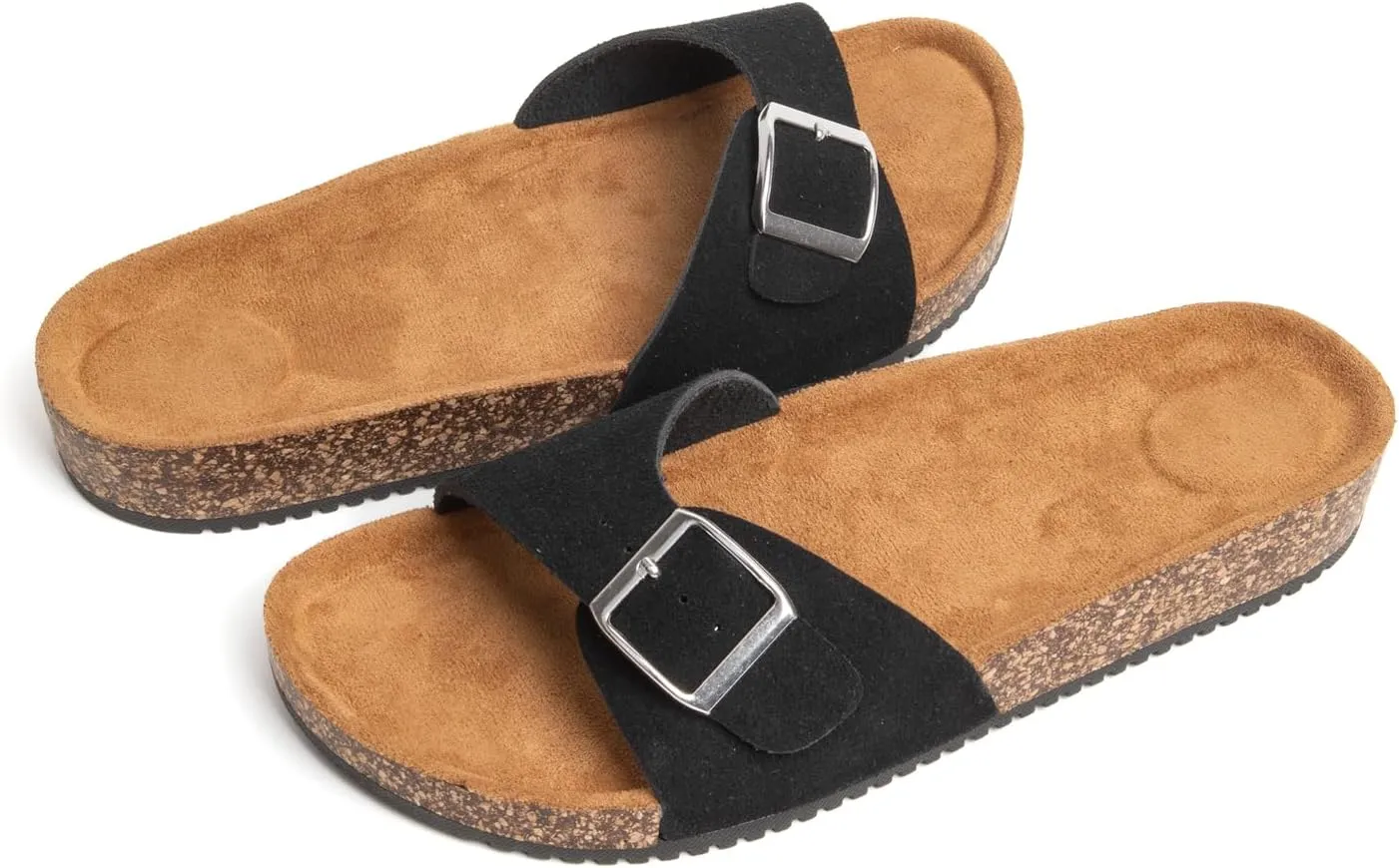 Women's Cork Footed Sandals Women Dressy Summer Beach Essentials Genuine Leather Sandals with Adjustable Buckle Comfortable Arch Support Women's Footwear