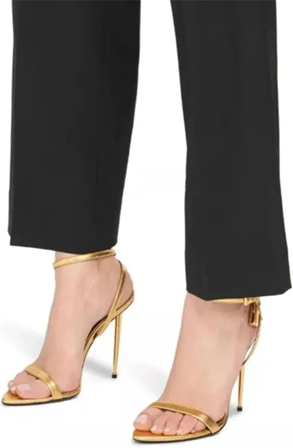 Women's Designer Padlock Gladiator Sandals, Black 10CM High Heel Pointed Toe Party Pumps