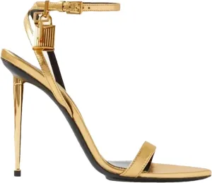 Women's Designer Padlock Gladiator Sandals, Black 10CM High Heel Pointed Toe Party Pumps