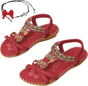 Women's Elegant Rhinestone Butterfly Flat Sandals, Citadel Sandals, Bohemian Fashion Non-slip Orthopedic Sandal