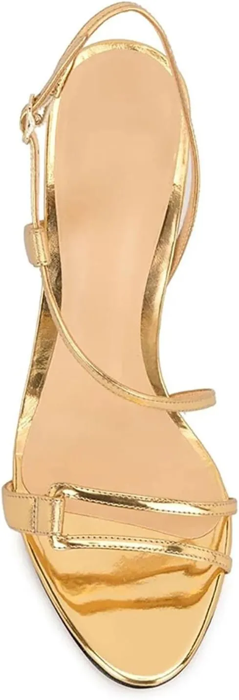 Women's Fashion High Heel Sandals, Peep Toe Cross Strap Stilettos Gold Wedding Evening Party Dress Footwear