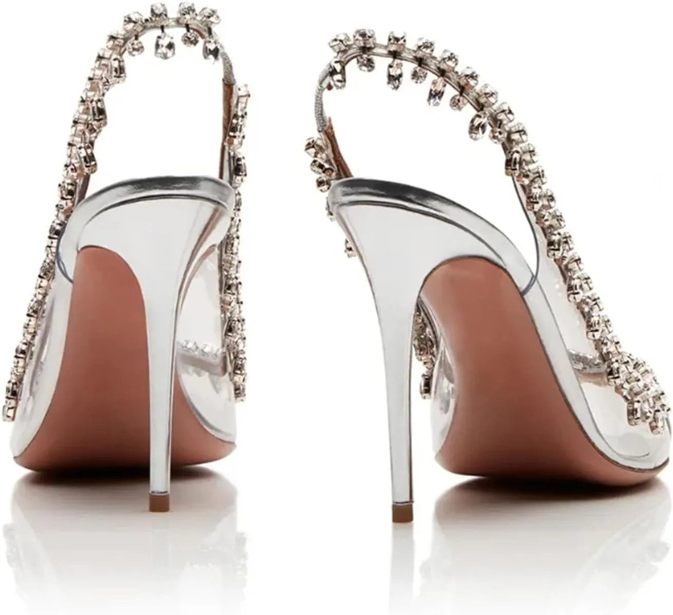 Women's Fish Mouth Sandals, Transparent Chain Stiletto Heels