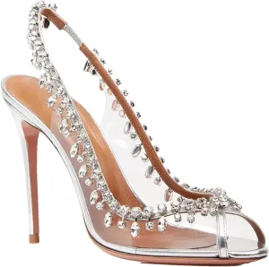 Women's Fish Mouth Sandals, Transparent Chain Stiletto Heels