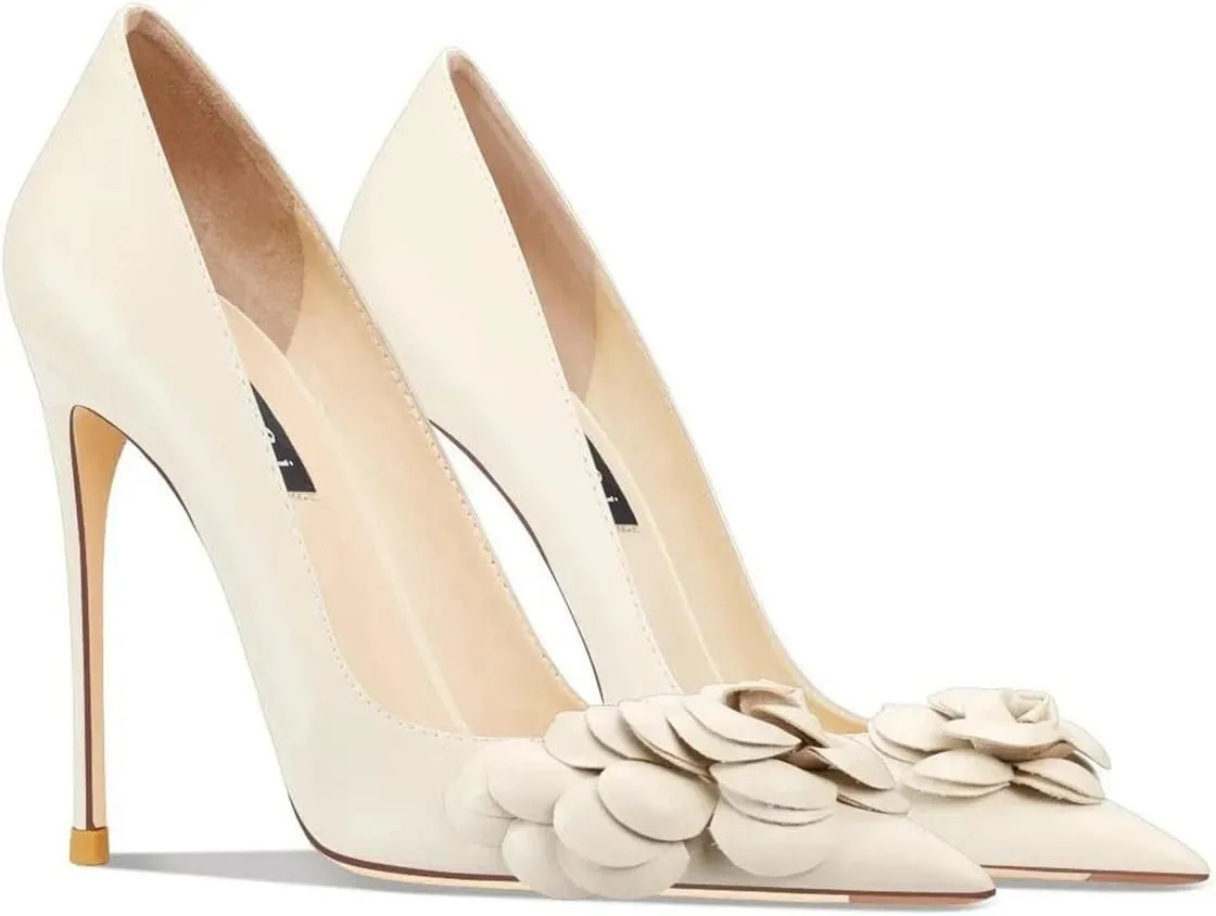 Women's Floral Office Heels, Classic Pointed Toe Comfort Pump