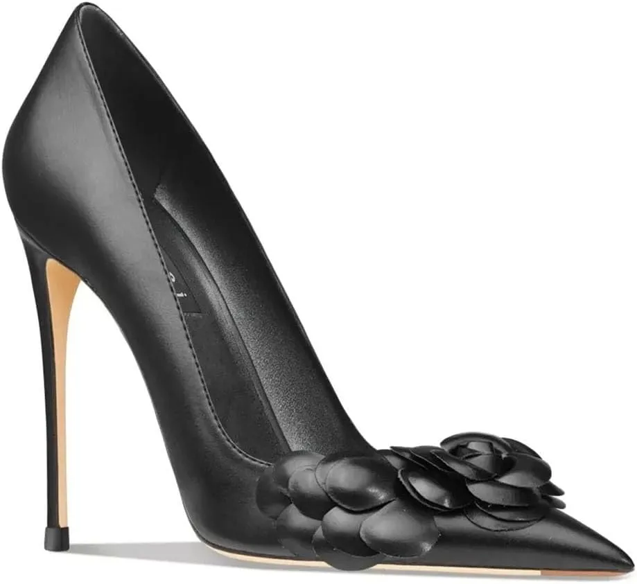 Women's Floral Office Heels, Classic Pointed Toe Comfort Pump
