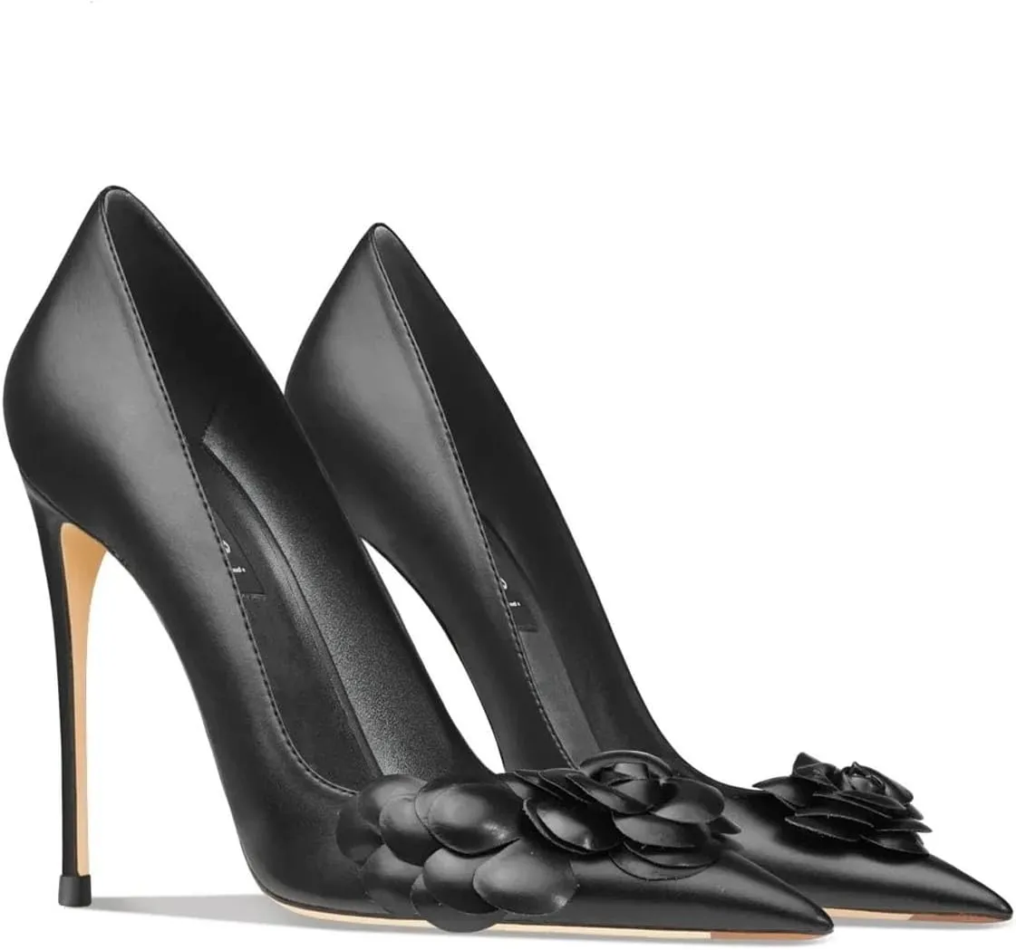 Women's Floral Office Heels, Classic Pointed Toe Comfort Pump