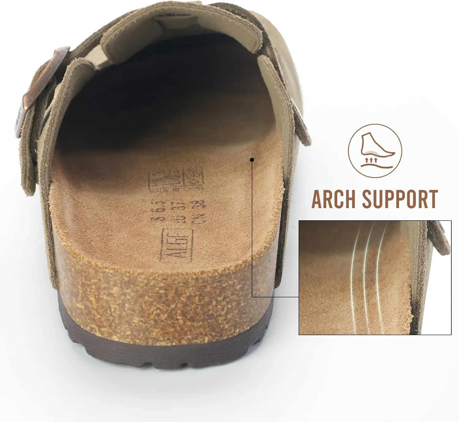 Women’s Genuine Suede Clogs for Women Slip-On Buckle Slides Women's Mules & Clogs Natural Rubber Cork Footbed Sandals Potato Shoes with Arch Support