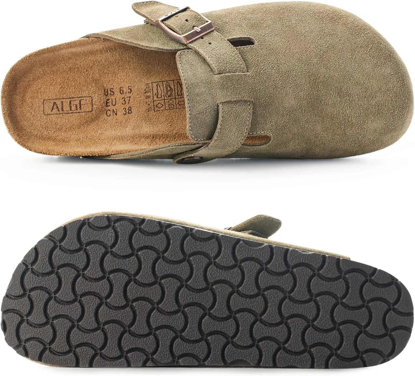 Women’s Genuine Suede Clogs for Women Slip-On Buckle Slides Women's Mules & Clogs Natural Rubber Cork Footbed Sandals Potato Shoes with Arch Support