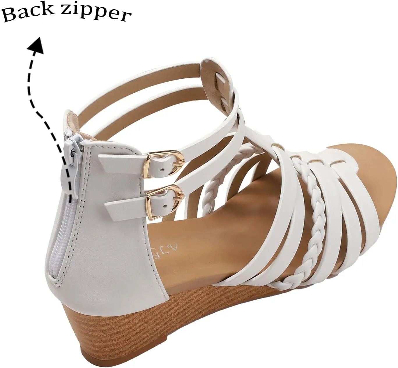 Womens Gladiator Sandals Zipper Strappy Wedge Sandal Roman Shoes For girls