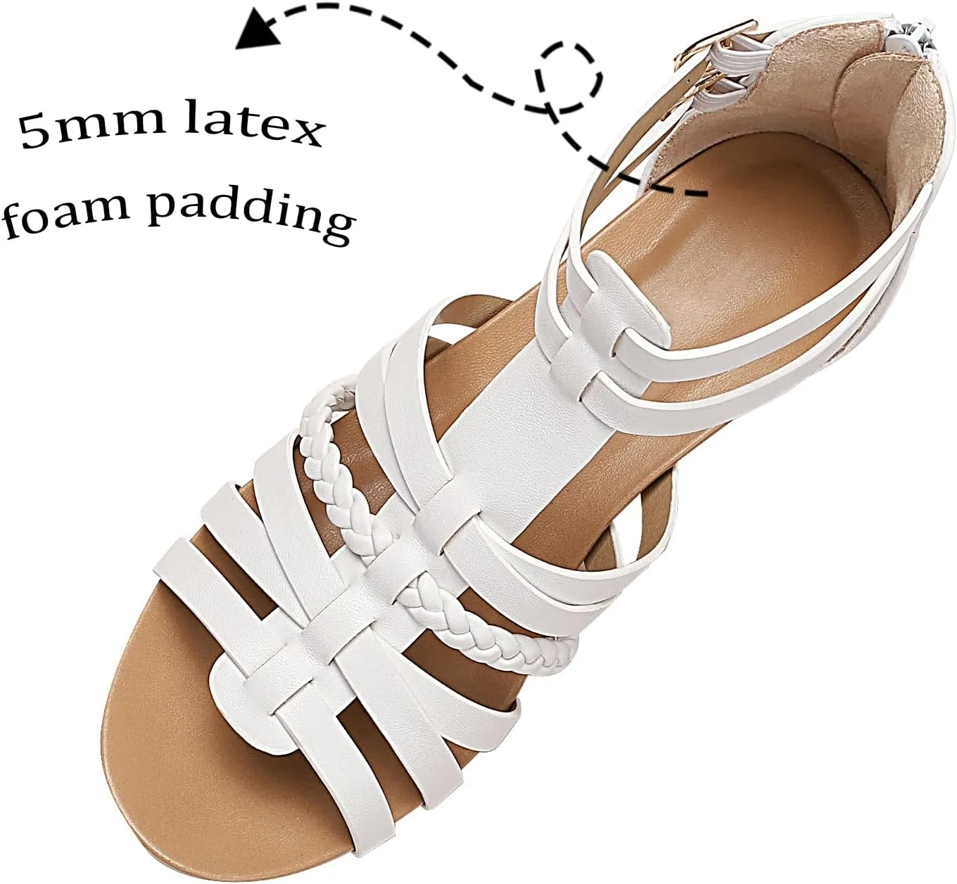 Womens Gladiator Sandals Zipper Strappy Wedge Sandal Roman Shoes For girls