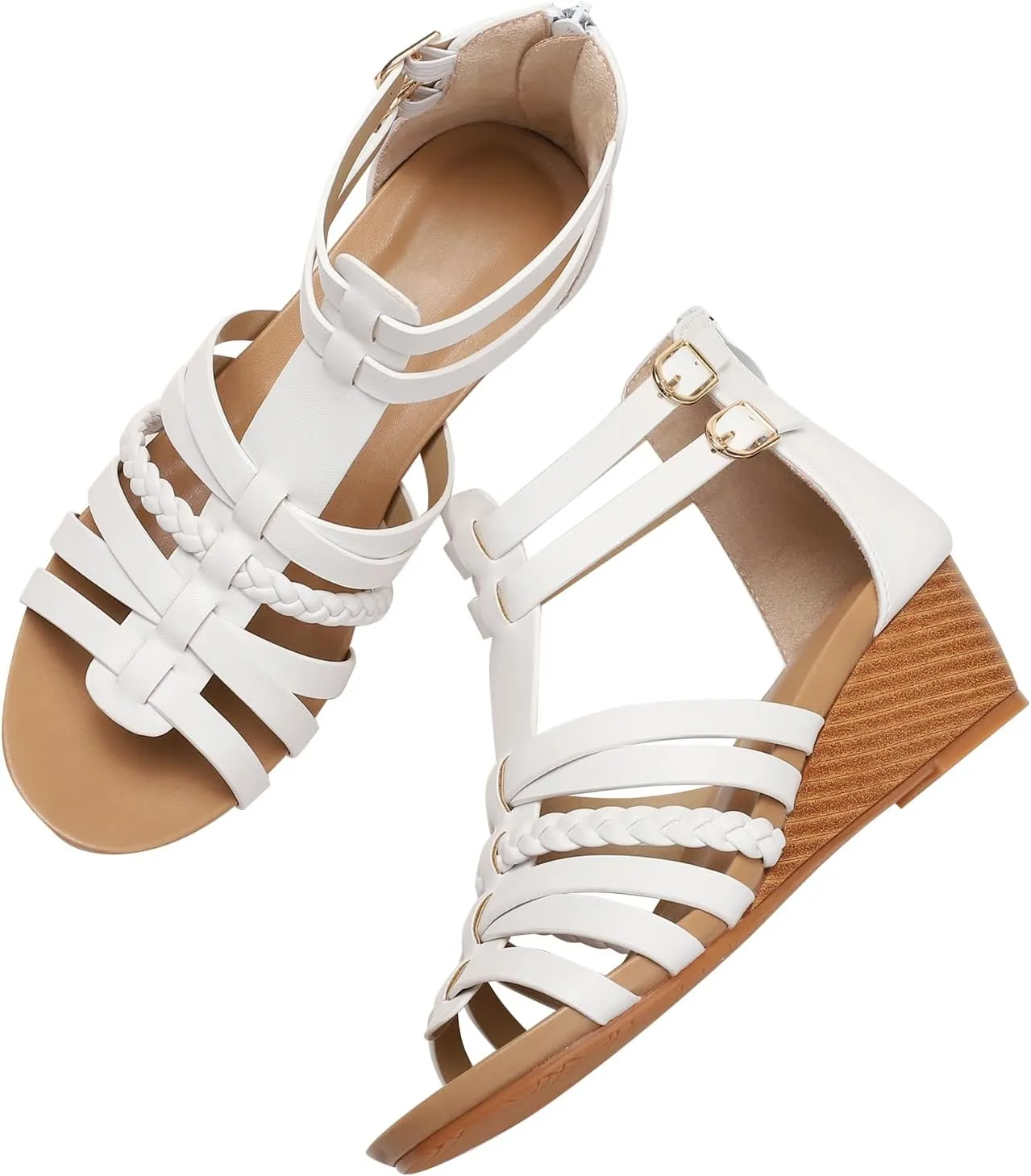 Womens Gladiator Sandals Zipper Strappy Wedge Sandal Roman Shoes For girls