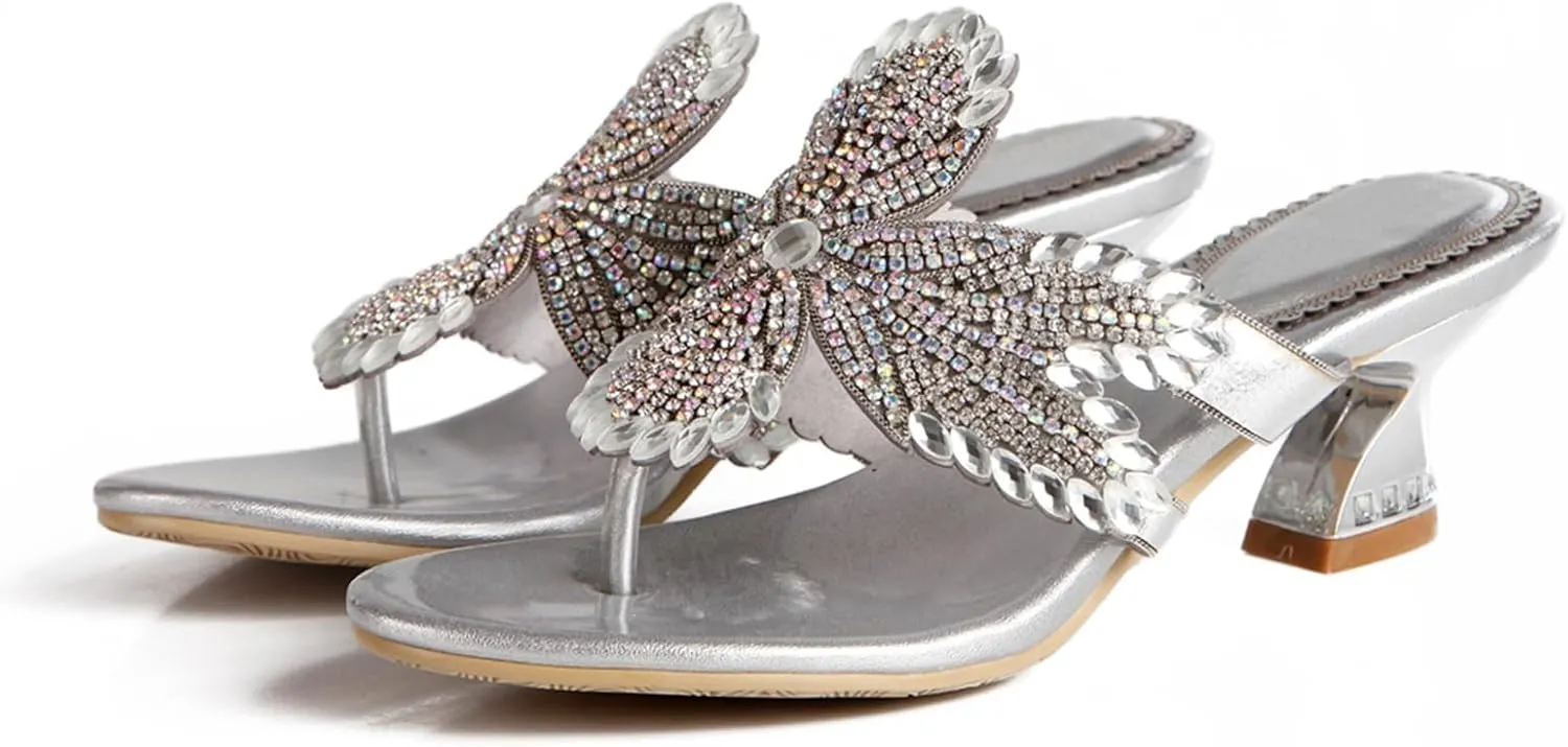Women's Glitter Rhinestone Flip Flop Sandals Jeweled Sandals Summer Casual Sandals Womens Mules Sandals