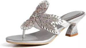 Women's Glitter Rhinestone Flip Flop Sandals Jeweled Sandals Summer Casual Sandals Womens Mules Sandals