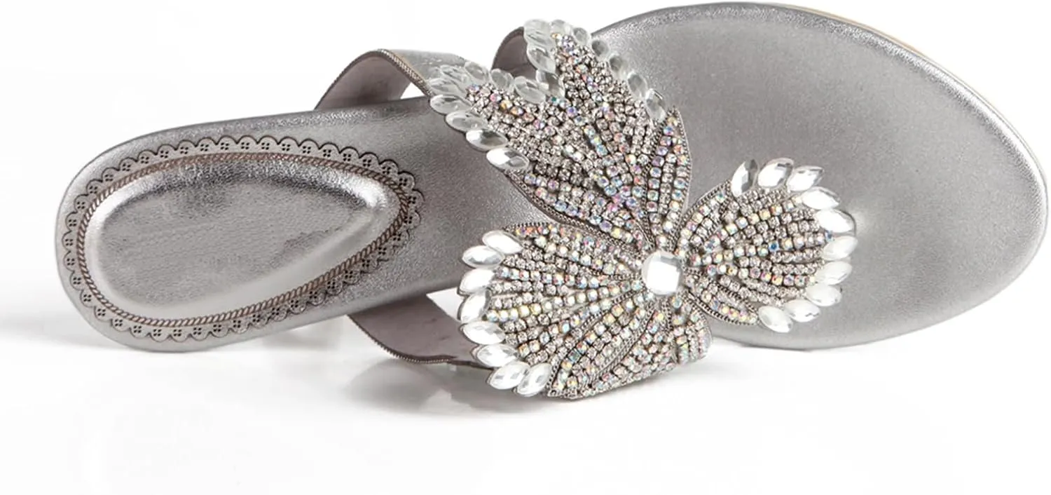 Women's Glitter Rhinestone Flip Flop Sandals Jeweled Sandals Summer Casual Sandals Womens Mules Sandals