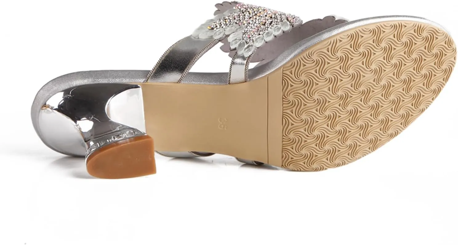 Women's Glitter Rhinestone Flip Flop Sandals Jeweled Sandals Summer Casual Sandals Womens Mules Sandals