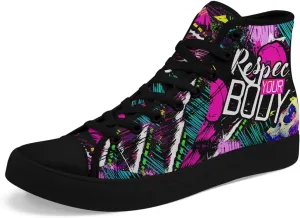 Womens Graffiti Black High Top Fashion Sneakers Canvas Shoes Classic Lace Up Walking Tennis Casual Skateboarding Sports Shoes
