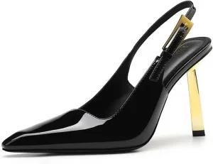 Women's High Heel Sandals Patent leather Needle Buckle Shallow Mouth Sexy Fashion Banquet Shoes