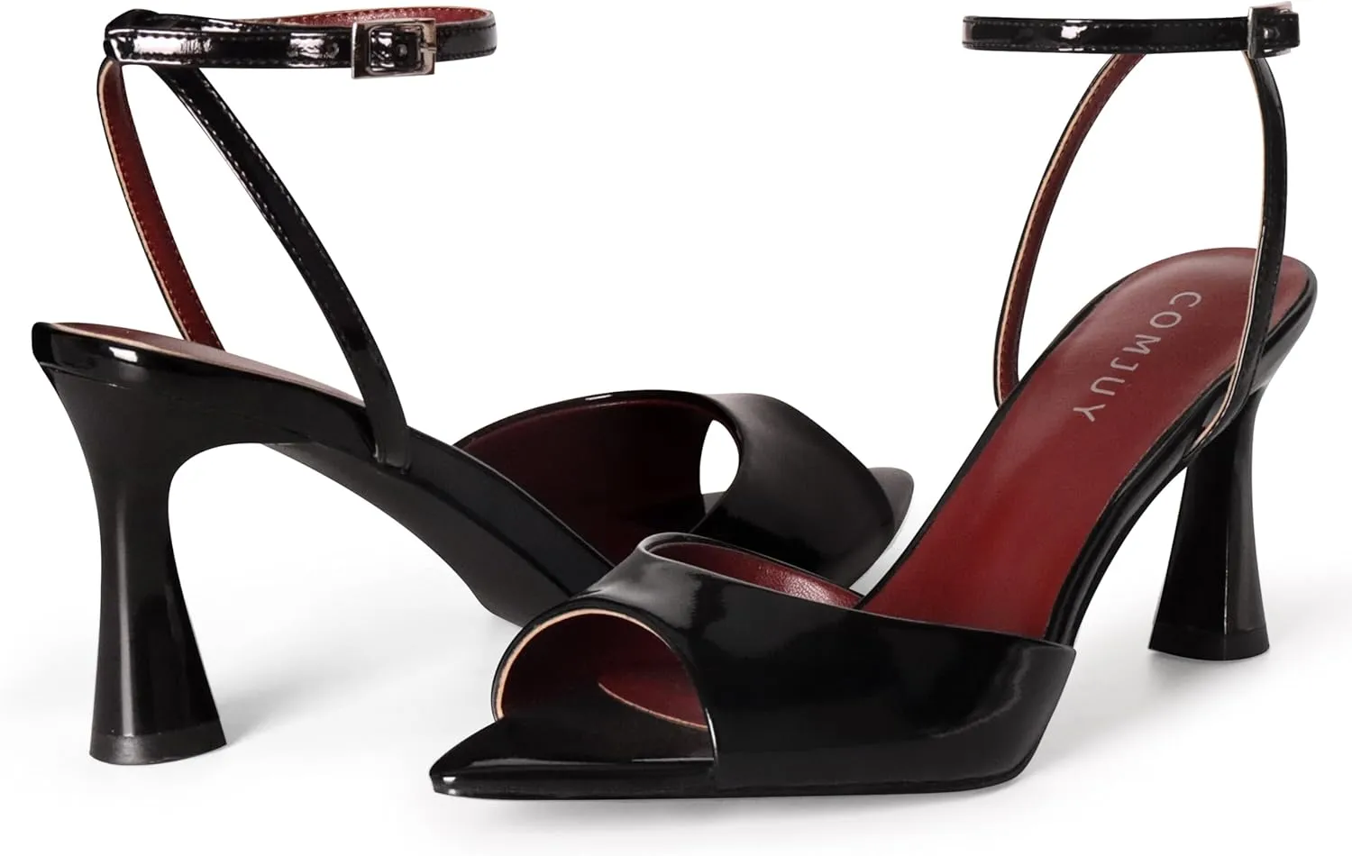 Womens High Heels Sandals Peep Toe, Flared Heels with Ankle Strap, Elegant Leather Sandals Comfortable Chic Summer Sandals Prom Wedding