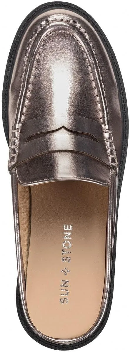 Womens Katyaaa Faux Leather Slip On Mules