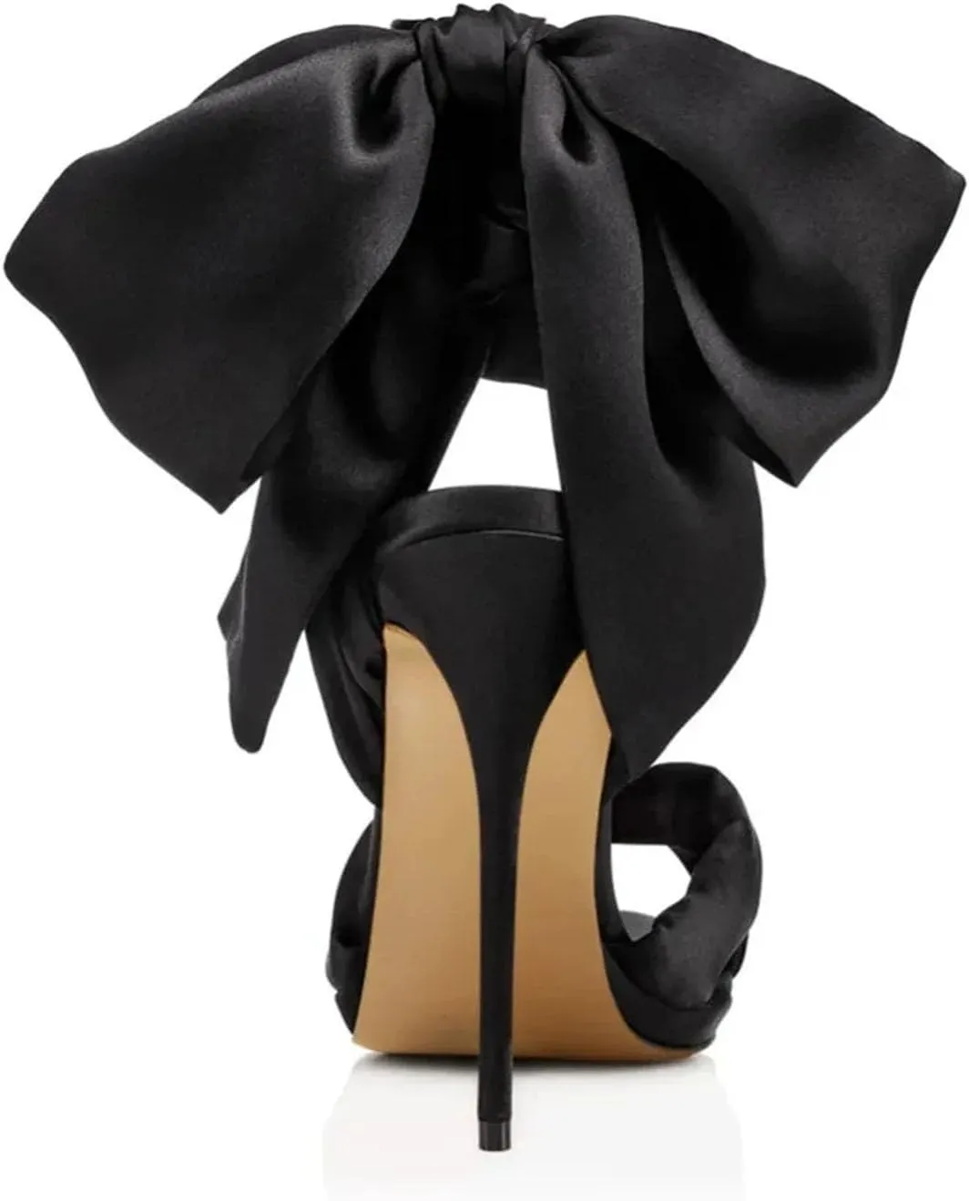 Women's Lace-Up Stiletto Sandals, Black Red Satin Evening Wedding Party Heels