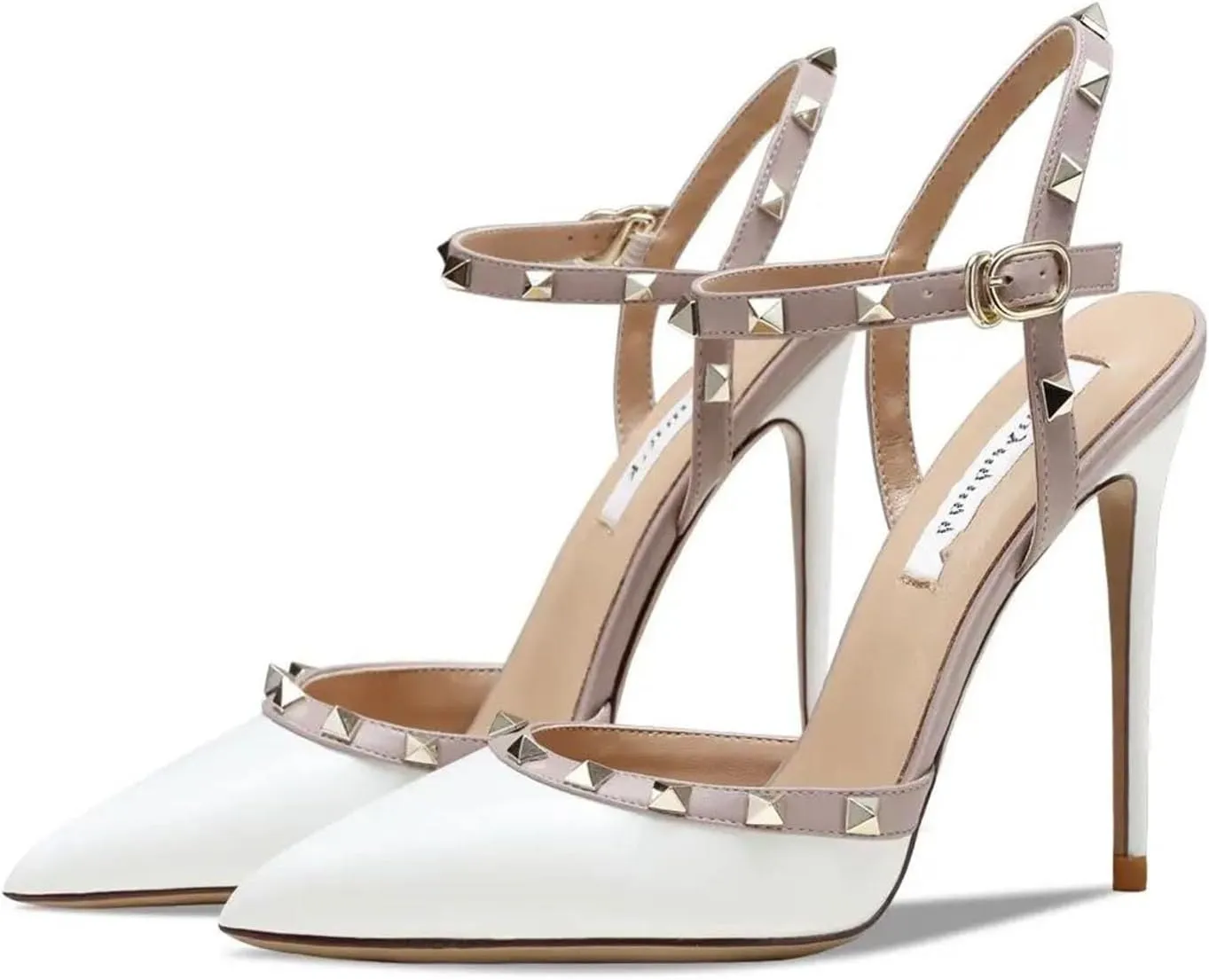 Women's Leather Ankle Sandals, Rivet Heels Summer Casual
