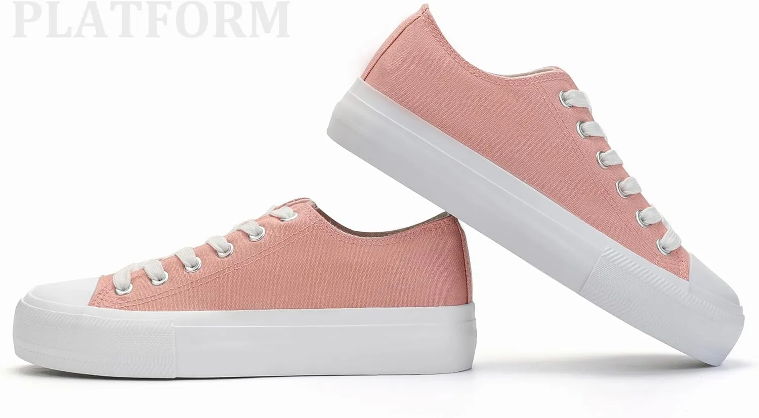 Womens Platform Canvas Shoes Low Top and High Top Canvas Sneakers Lace-up Fashion Casual Shoes for Women