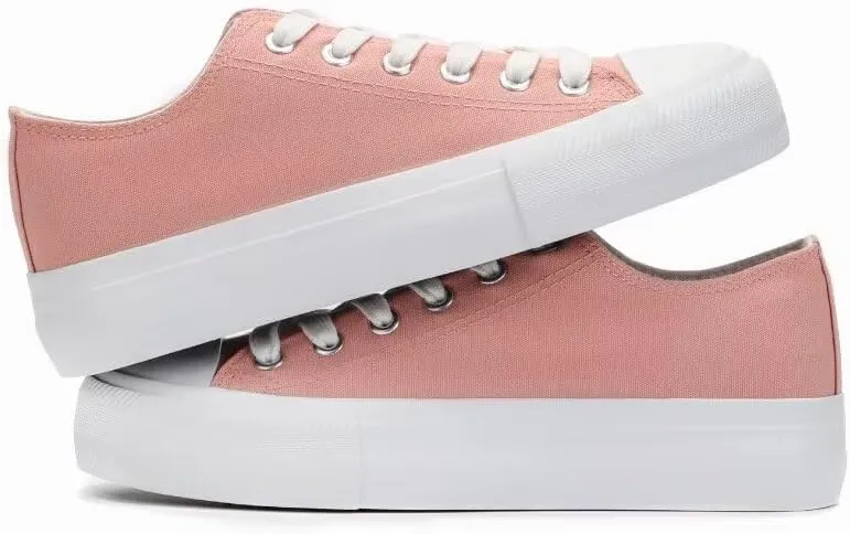 Womens Platform Canvas Shoes Low Top and High Top Canvas Sneakers Lace-up Fashion Casual Shoes for Women