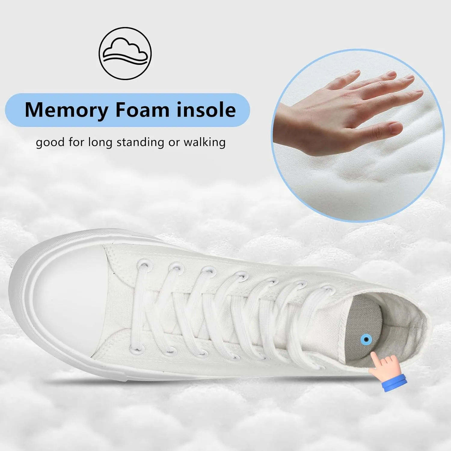 Womens Platform Canvas Sneakers Mens High Top Classic Canvas Shoes Unisex Casual Tennis Comfortable Fashion Sneakers Lace-Up