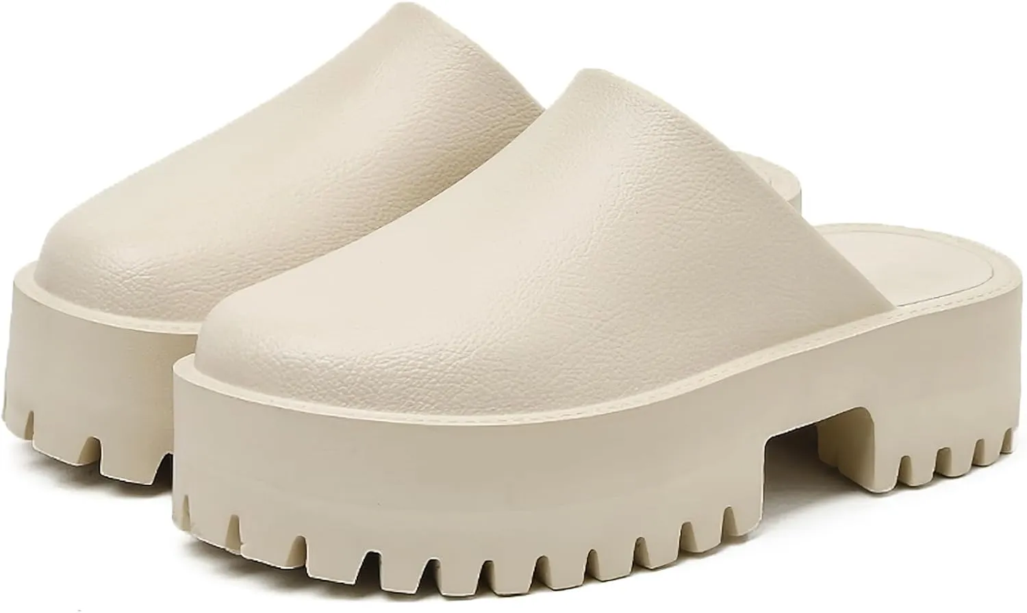 Womens Platform Mules Slip On Sandals Closed Toe Clogs Non-Slip Thick Sole Waterproof Slippers
