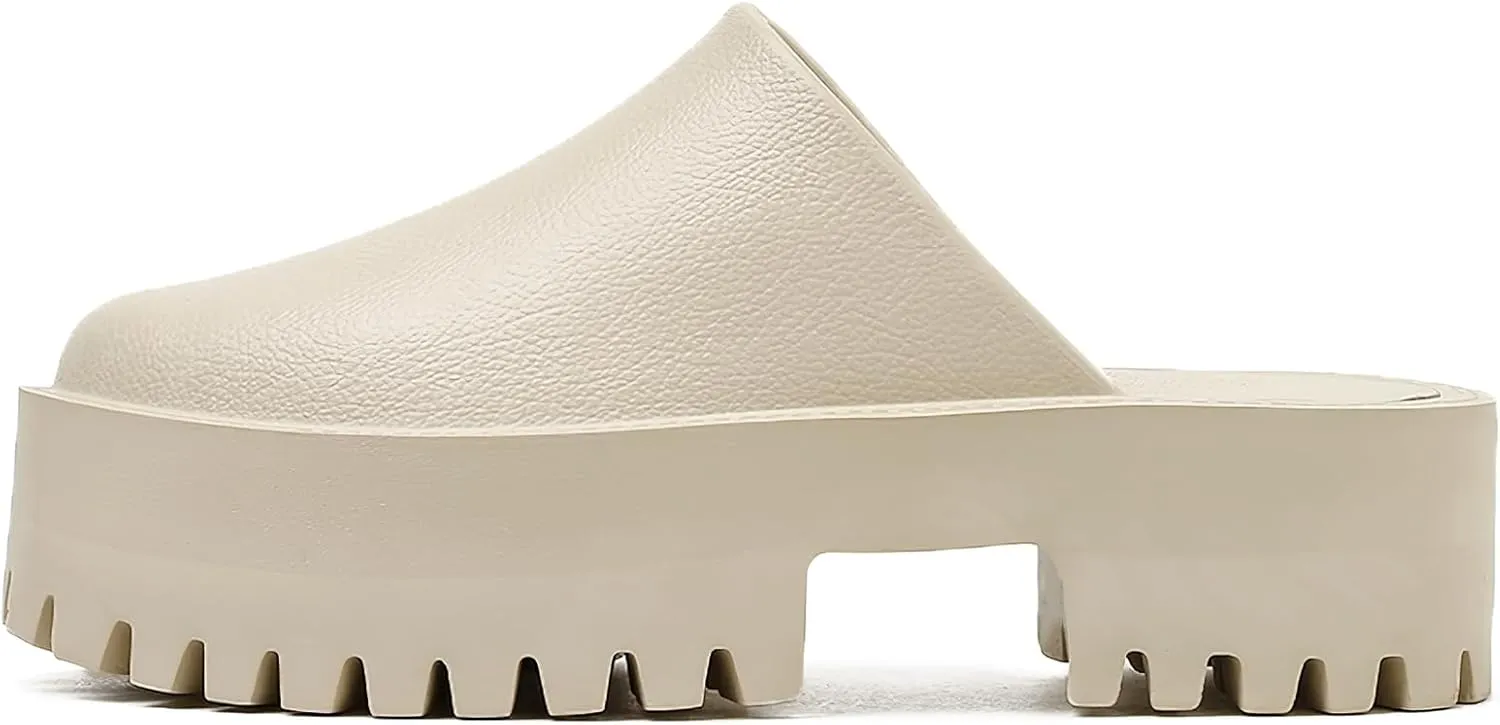 Womens Platform Mules Slip On Sandals Closed Toe Clogs Non-Slip Thick Sole Waterproof Slippers