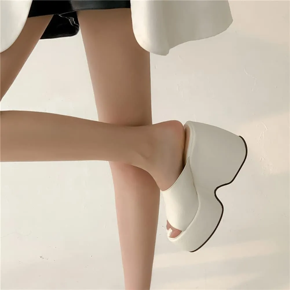 Women's Platform Mules with High Heel Slip On Round Toe Wedge Heel Sandals