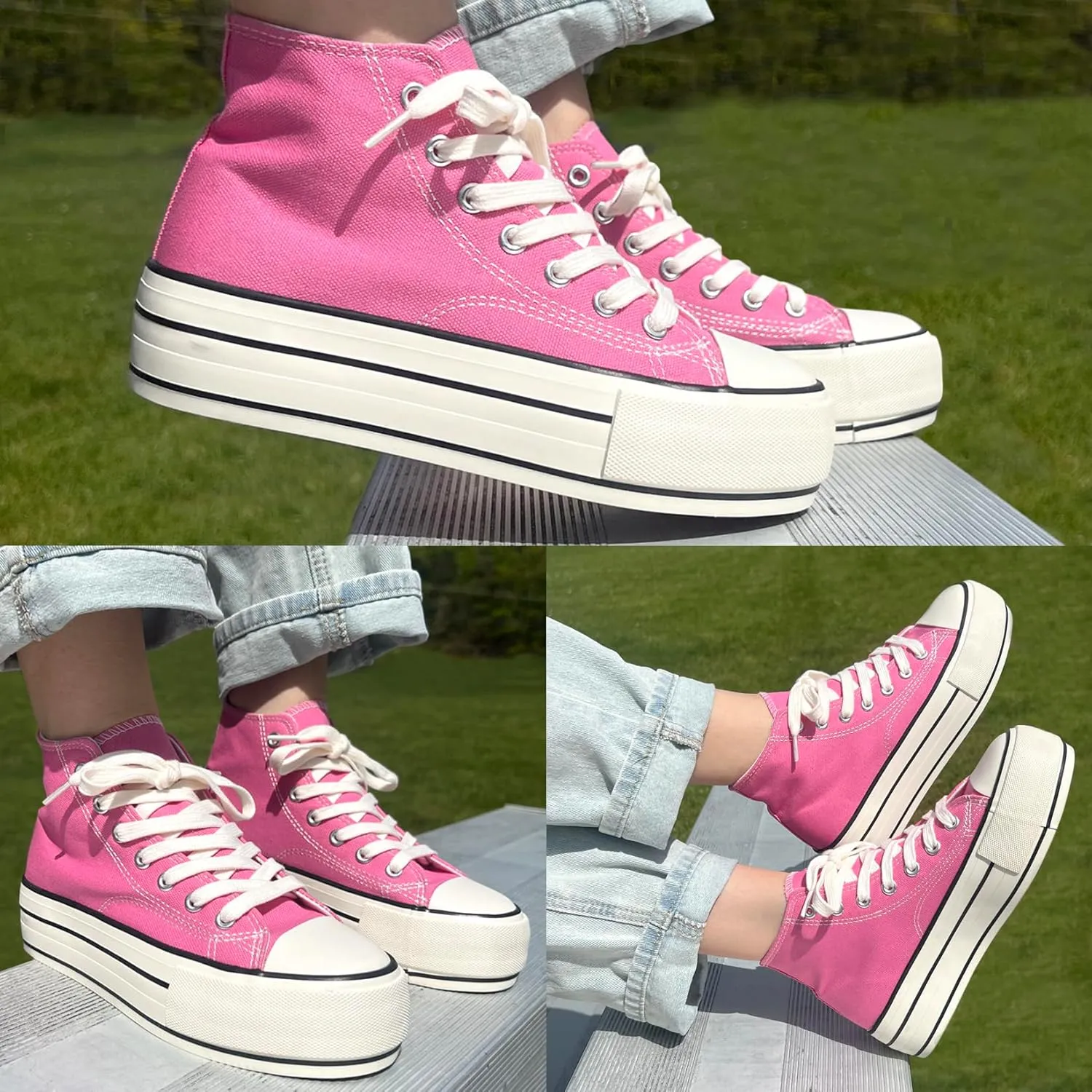Women's Platform Sneakers 4cm Height Increase, Classic Canvas Platform Low Top Sneakers for Women and Teen Girls, Multiple Colors Fashion Trendy Cute Shoes