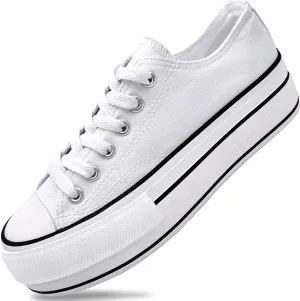Women's Platform Sneakers 4cm Height Increase, Classic Canvas Platform Low Top Sneakers for Women and Teen Girls, Multiple Colors Fashion Trendy Cute Shoes